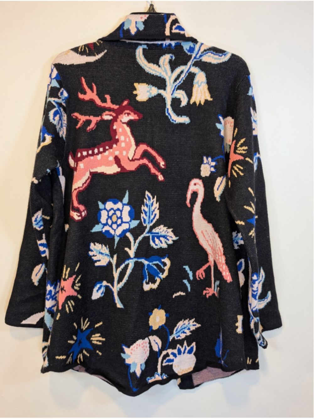 By Anthropologie Icon Jacquard Tapestry Cardigan Jacket Pink Deer Large Med - Picture 7 of 7